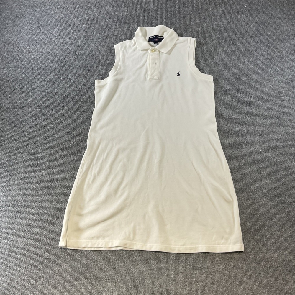 Ralph Lauren Polo Sport White Sleeveless Pique Cotton VTG Dress Womens Medium